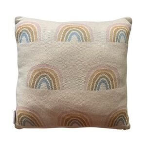 Boho Rainbow Throw Pillow 16x16 Square Colorful Nursery Decor Made in India